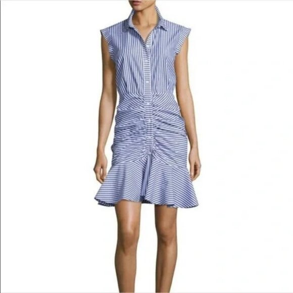 Rare Size Veronica Beard Bell button down ruched dress Sz 16 - Picture 5 of 13